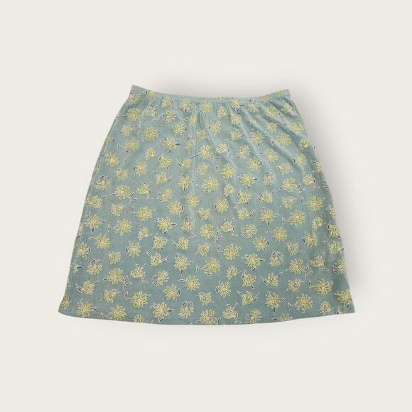 Vintage Y2k Express baby light blue dainty floral elastic waist mini skirt - Picture 1 of 4